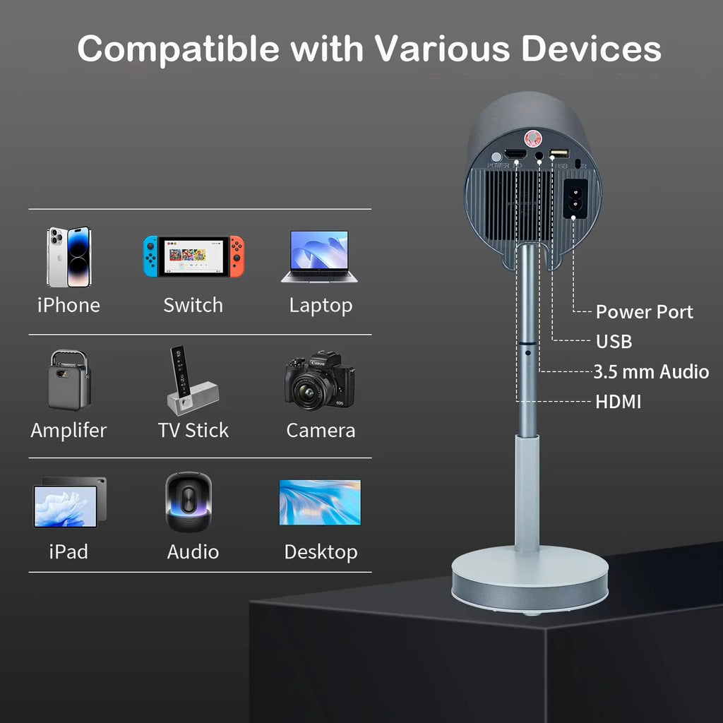 mini 4k projector with tripod